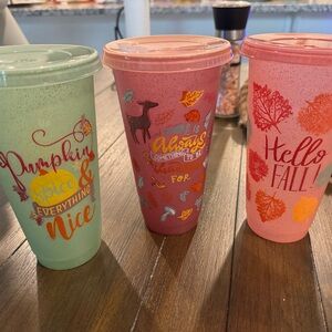 Set of 3 fall Starbucks color changing cups